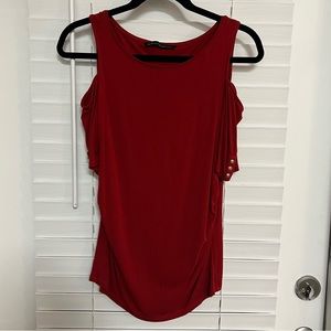 Red WHBM Cold Shoulder Top - Small